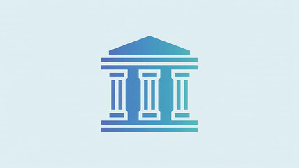 Fototapeta premium A Stylized Blue Gradient Courthouse Icon — Classic Building Illustration