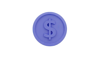 3D Render of a Purple Coin with a Dollar Sign