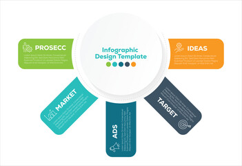  infographic chart template for business 5 options presentation with icon. Infographic design template with place for your data. Vector illustration.