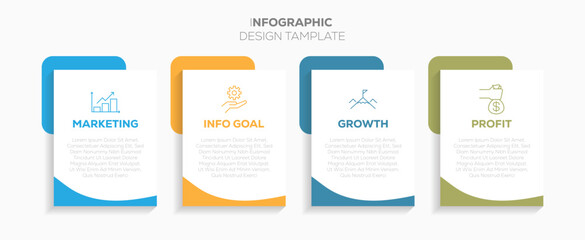 Business Infographic design template Vector with icons and 4 steps. Infographics concept. Can be used for info graphics, flow charts, presentations, web sites, banners, design.  
