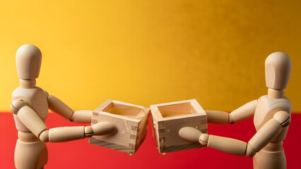 升酒で乾杯するデッサン人形