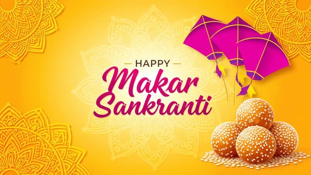 Happy Makar Sankranti Festival Indian Harvest Celebration Background