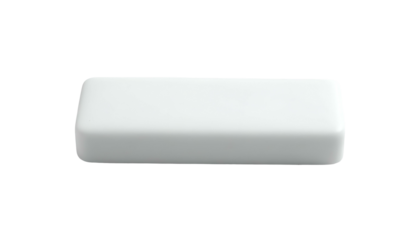 A 3D render of a rectangular, white bar with rounded edges, centered on a black background, showcasing subtle gradient shading