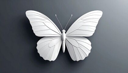 Elegant White Butterfly Sculpture on Dark Background.