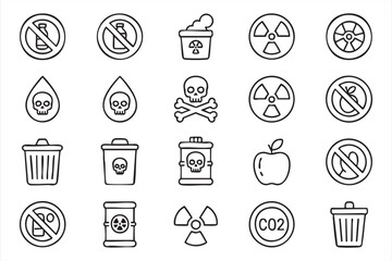 Hazardous Material Icons for Environmental and Industrial Alerts