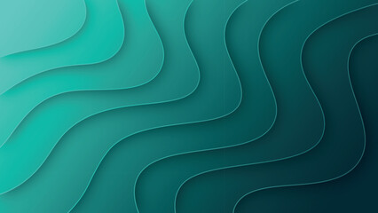 Abstract teal and dark turquoise layered wave background with smooth gradients