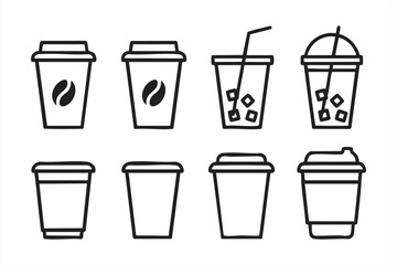 Takeaway Coffee Cup Icons for Branding and Packaging Design