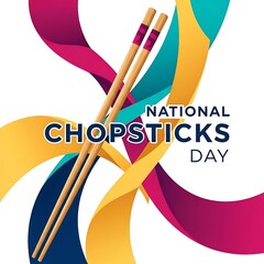 Celebrating national chopsticks day with colorful illustration