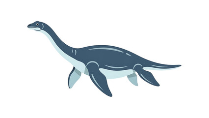 Obraz premium A dark blue plesiosaur illustration on a white background viewed from the side