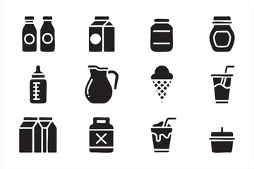 Drink Bottle and Cup Icons for Food Service Apps