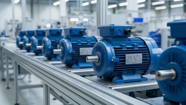 High-quality electric motors in a modern industrial manufacturing facility for efficient production.