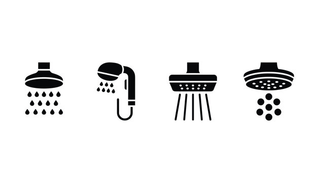 Assorted shower head collection vector icons for bathroom accessories and equipment