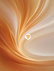 Wireless Waves: A harmonious blend of flowing lines and warm hues creates a captivating abstract design, symbolizing connectivity and digital fluidity, complemented by a subtle wireless symbol.