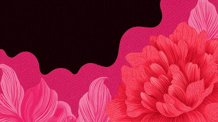 Vibrant Floral Composition: A striking floral design showcasing delicate pink petals and a contrasting dark space. The artistry evokes a sense of natural beauty and elegance.