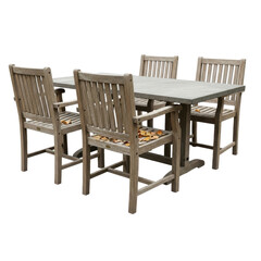 Fototapeta premium Rustic Wooden Outdoor Dining Set with Fallen Leaves