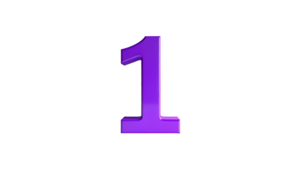 A 3D rendered, purple number "1" with a glossy finish, stands prominently against a stark black background