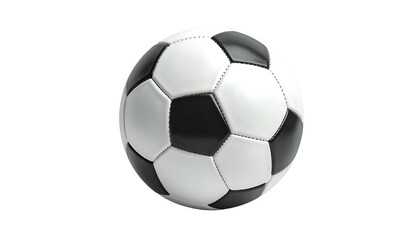 Fototapeta premium A close-up view of a standard soccer ball against a stark black backdrop. The ball displays the classic pentagon and hexagon panel design