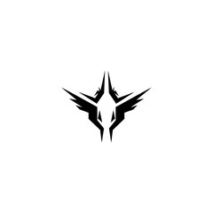 Obraz premium Abstract black emblem with symmetrical wings and pointed center.