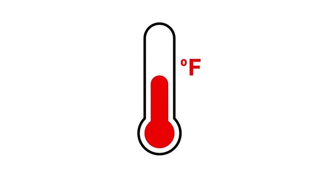 Fahrenheit Temperature Thermometer Animation Red Rising Heat degree