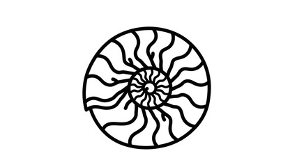 Nautilus shell spiral line art icon isolated on white © Hafiz