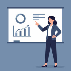 Businesswoman Presenting Data Analysis on Whiteboard