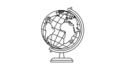 Earth globe on stand line icon, world map geography education symbol vector. © Hafiz
