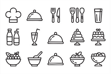 Food and Restaurant Line Icons for Menu UI, Cafe Apps, and Kitchen Dashboards