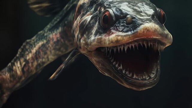 Menacing fish with sharp teeth