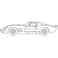 Sports car line art with sleek design perfect for birthday cards, learning apps, and playful digital content.
