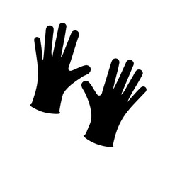 Obraz premium Black Silhouettes of Protective Gloves for Safety and Cleanliness on White Background