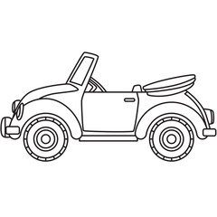 Convertible car line art ideal for party invites, scrapbooks, and whimsical children&rsquo;s activity worksheets.