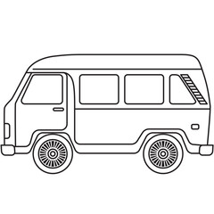 Side view van line art ideal for educational posters, scrapbooks, and early learning illustration projects.