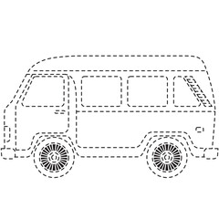 Solid van line art with clean lines perfect for stickers, invitations, and playful children&rsquo;s transportation designs.