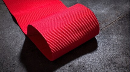 taut. Elastic exercise band stretched taut during workout, textured rubber material. event key visuals, club posters, designed for sports event promotions and stadium branding, boosts motivation.
