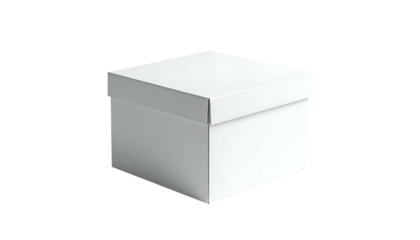 A simple, white, square-shaped box with a lid. The illustration presents clean lines and a basic design, suitable for mockups or presentations