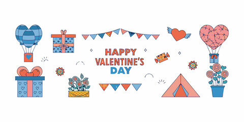 A charming valentine s day illustration with hearts balloons and festive decorations