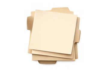 File folders stack for storing important documents, organizing office paperwork, and managing business information with a transparent background