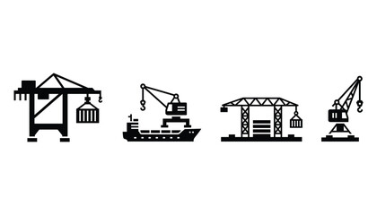 Fototapeta premium Dockside cranes sign perfect for maritime logistics and design related with industrial shipping and port freight