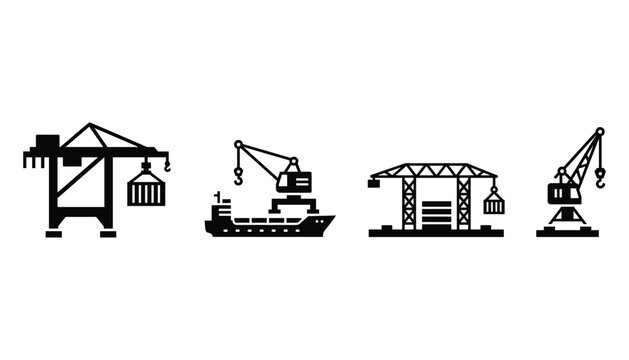 Dockside cranes sign perfect for maritime logistics and design related with industrial shipping and port freight