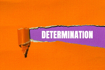 Determination message written on ripped torn paper background. Conceptual Determination symbol....