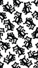 raccoon seamless pattern tanuki running cartoon doodle pet leaf leave vertical wallpaper tile background repeat gift wrapping paper illustration