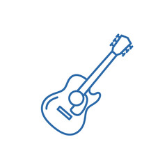 Naklejka premium Acoustic Guitar Icon, Simple Line Art Illustration, Music Instrument Symbol