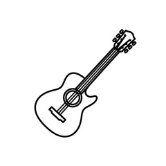 Fototapeta premium Acoustic Guitar Icon, Simple Line Art Illustration, Musical Instrument Design