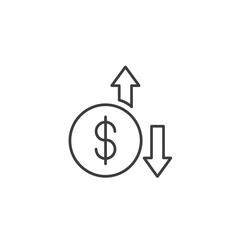Obraz premium Financial Market Exchange Rate Graph with Arrows Showing Ups and Downs