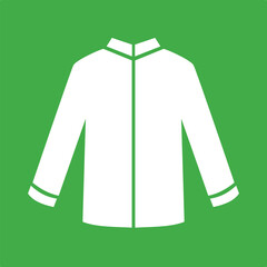 Minimalist White Traditional Men's Shirt Icon on Vibrant Green Background