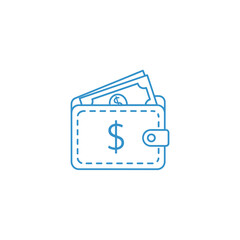 Fototapeta premium Minimalist Wallet Icon with Cash and Coins for Financial and Banking Themes