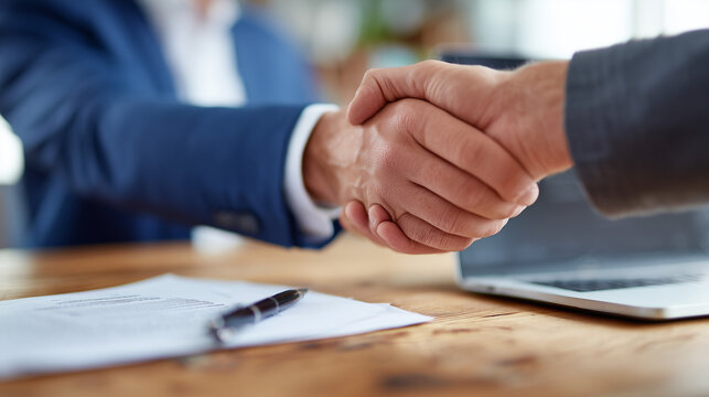 business handshake agreement, corporate partnership meeting, professional deal handshake
 - Powered by Adobe