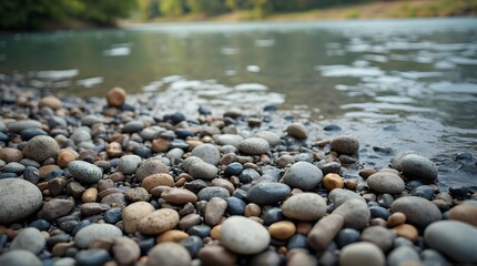 There are many rocks of various sizes and colors