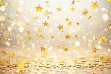 Golden stars and confetti in festive celebration scene