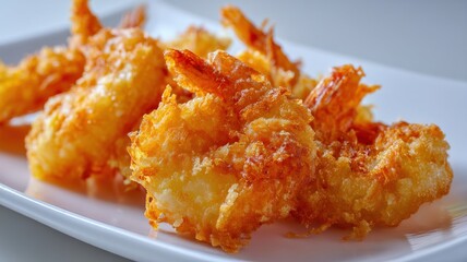 Crunchy golden shrimp appetizer on table